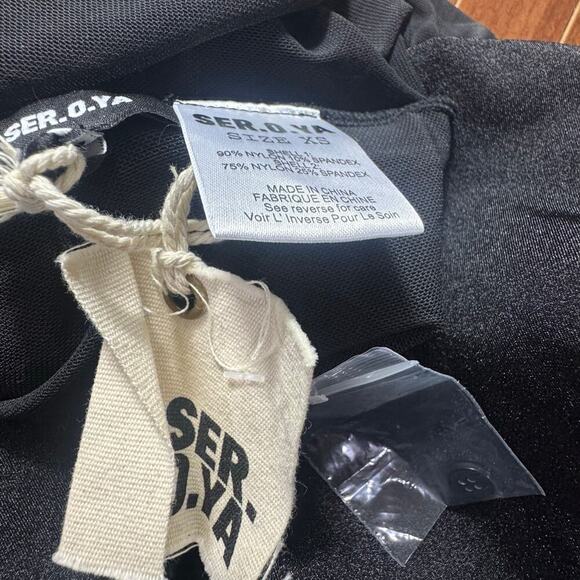 SER.O.YA Sheer Mesh Bodice Levina Dress Ruched Long Sleeve Black Size XS NWT - Picture 11 of 12